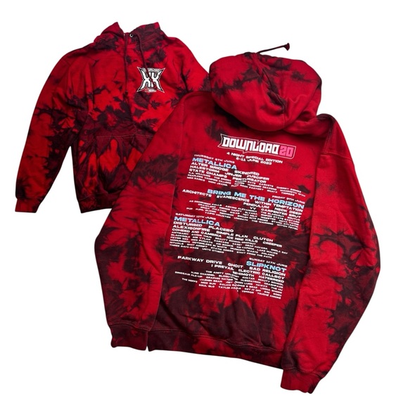 Source Unknown Other - Download Festival 20th Anniversary 2023 Tie‑Dye Hoodie – Red/Black – Size M